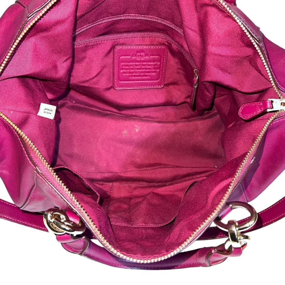 COACH Magenta Pebbled Leather Kelsey Satchel Bag - Picture 8 of 11